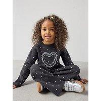 The Very Collection Girls Tule Heart Knit Outfit - Black