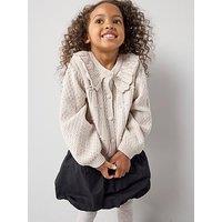 The Very Collection Girls Oversized Collar Knitted Cardigan - Cream