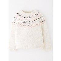 The Very Collection Girls 3D Fairisle Knitted Jumper - Cream