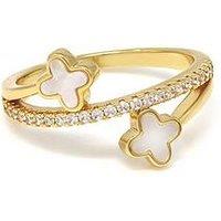 Say It With Luck Ring - Stainless Steel (Gold & Faux Pearl)