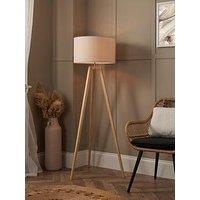 Very Home Keeley Wooden Tripod Floor Lamp