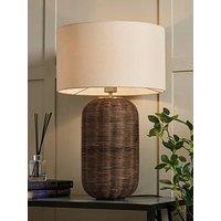 Very Home Large Walnut Woven Table Lamp - 38Cm