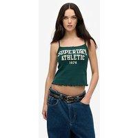 Superdry Athletic Essentials Graphic Pointelle Cami Top - Green