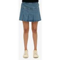 Superdry Pleated Patched Mini Skirt - Blue