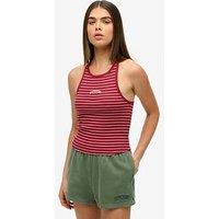 Superdry Essential Logo Striped Racer Vest Top - Red