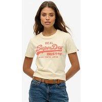 Superdry Vintage Logo Neon Fitted T-Shirt - Beige