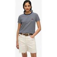 Superdry Essential Logo Striped Fitted T-Shirt - Blue