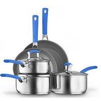 Sur La Table 5 Piece Stainless Steel Cookware Set - Blue Silicone Handles