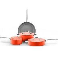 Sur La Table Orange 4 Piece Aluminium Cookware Set With Ceramic Non-Stick Coating