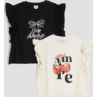 River Island Older Girls 2 Pack Frill T-Shirts - Cream