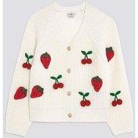 River Island Older Girls Knitted 3D Fruit Cardigan - Cream