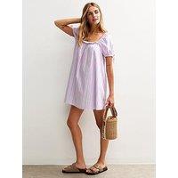 New Look Pink Stripe Square Neck Mini Dress - Pink