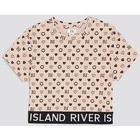 River Island Older Girls Monogram Waistband Top - Brown