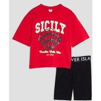 River Island Older Girls Capri Shell Cycle Set - Red