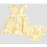 River Island Baby Girl Daisy Gingham Dress Set - Yellow