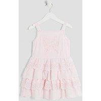 River Island Mini Girls Broderie Frill Bow Dress - Pink