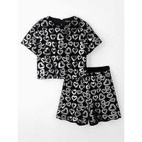 The Very Collection Girls Sequin Shorts And Short Sleeve T-Shirt - Black