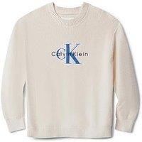 Calvin Klein Jeans Boys Towelling Ck Stitch Jumper - Whitecap Gray - Beige