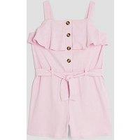 River Island Older Girls Ribbed Belted Playsuit - Pink