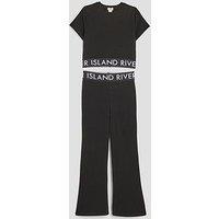 River Island Older Girls Waist Band Kick Flare Set - Black