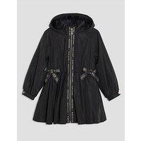 River Island Older Girls Peplum Hooded Raincoat - Black