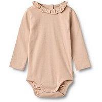 Wheat Baby Girls Ena Frill Collar Long Sleeve Bodysuit - Pink