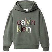 Calvin Klein Jeans Boys Colour Logo Graphic Terry Hoodie - Khaki