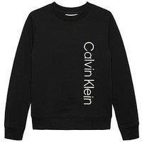 Calvin Klein Jeans Boys Terry Side Graphic Crew Neck Sweatshirt - Black