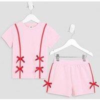 River Island Mini Mini Girls Bow Short Set - Pink