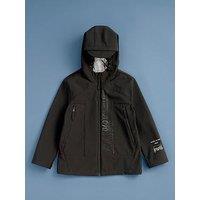 River Island Older Boys Hooded Printed Jacket - Black