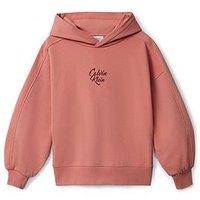 Calvin Klein Jeans Girls Script Logo Graphic Terry Hoodie - Brandied Apricot