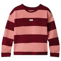 Calvin Klein Jeans Girls Crewneck Stripe Long Sleeve T-Shirt - Raspberry/Apricot