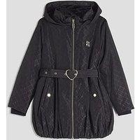 River Island Older Girls Monogram Bubble Hem Coat - Black