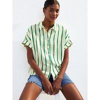New Look Green Striped Short Sleeve Shirt