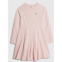 River Island Older Girls Waisted Godet Sweatshirt Dress - Pink