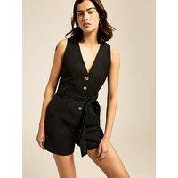 New Look Black V-Neck Belted Playsuit
