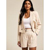 New Look Stone Belted Tailored Shorts