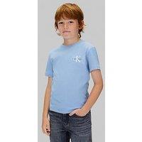 Calvin Klein Jeans Boys Chest Monologo Short Sleeve T-Shirt - Light Blue