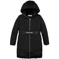 Calvin Klein Jeans Girls Classic Belted Coat - Black