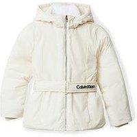 Calvin Klein Jeans Girls Classic Belted Jacket - Cream
