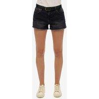 Superdry Mid Rise Denim Hot Shorts - Black
