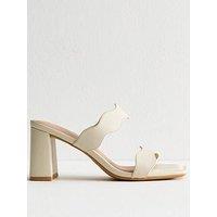 New Look Off White Faux Leather Scalloped Strap Mule Sandals - White