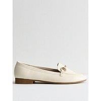 New Look Off White Faux Leather Horsebit Detail Loafers