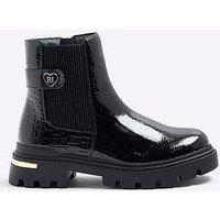 River Island Older Girls Heart Strap Chelsea Boots - Black