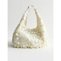 New Look Sequinned Organza Clutch Bag - White