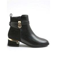 River Island Older Girls Heart Lock Ankle Boots - Black