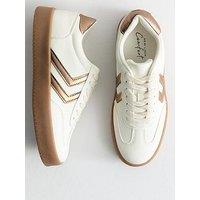 New Look White Faux Leather Panelled Flatform Trainers