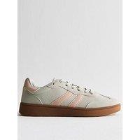New Look Grey Panelled Faux Suede Contrast Trim Trainers