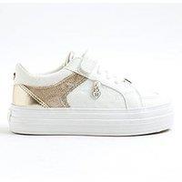 River Island Older Girls Heart Embossed Trainers - White