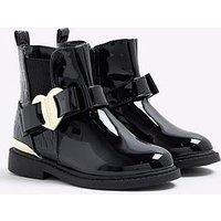 River Island Mini Girls Heart Bow Chelsea Boots - Black